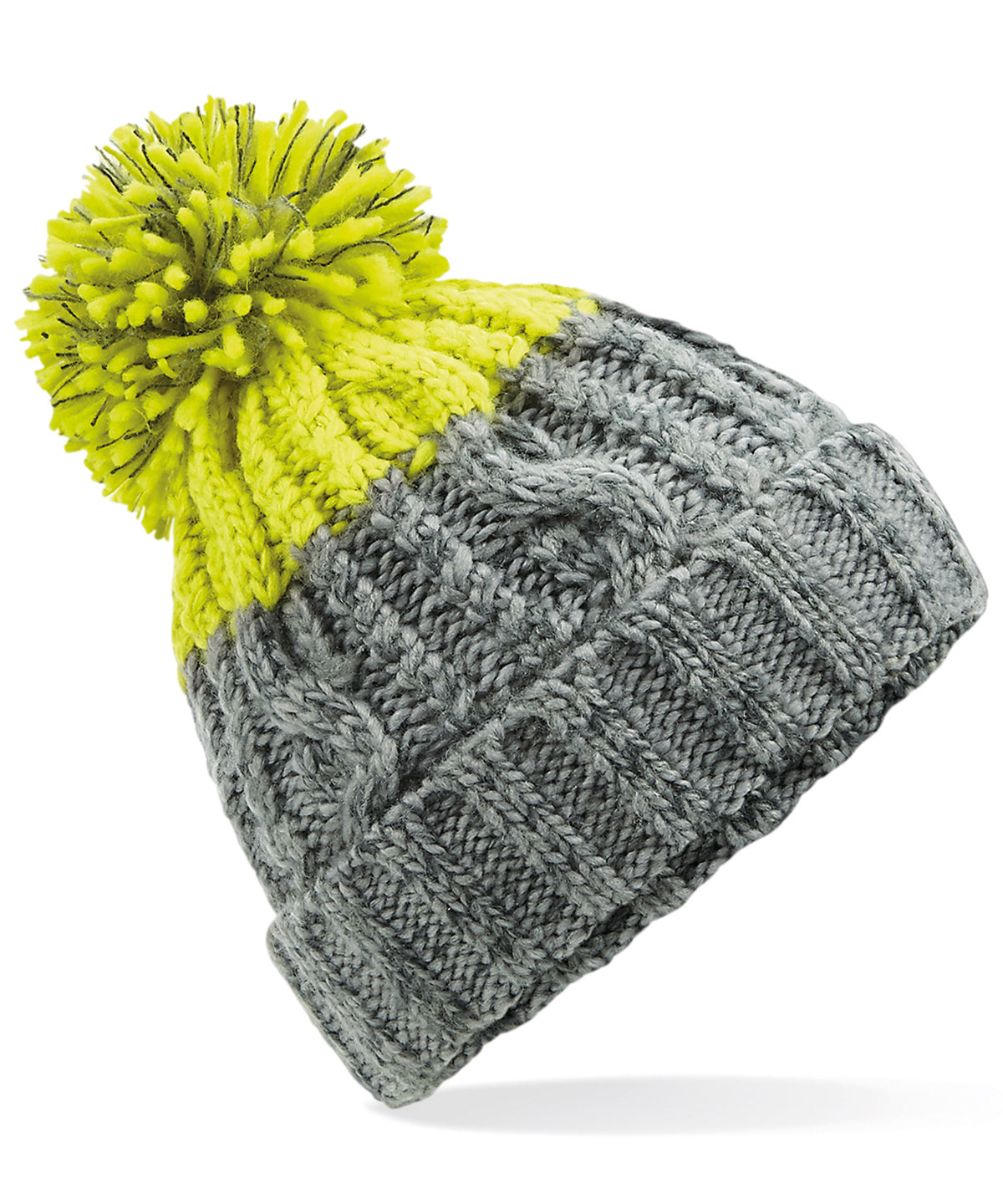 Beechfield Apres beanie Light Grey/Citron