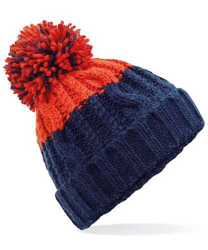 Beechfield Apres beanie Oxford Navy/Fire Red