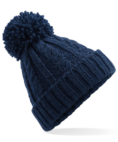 Beechfield Cable knit melange beanie Navy