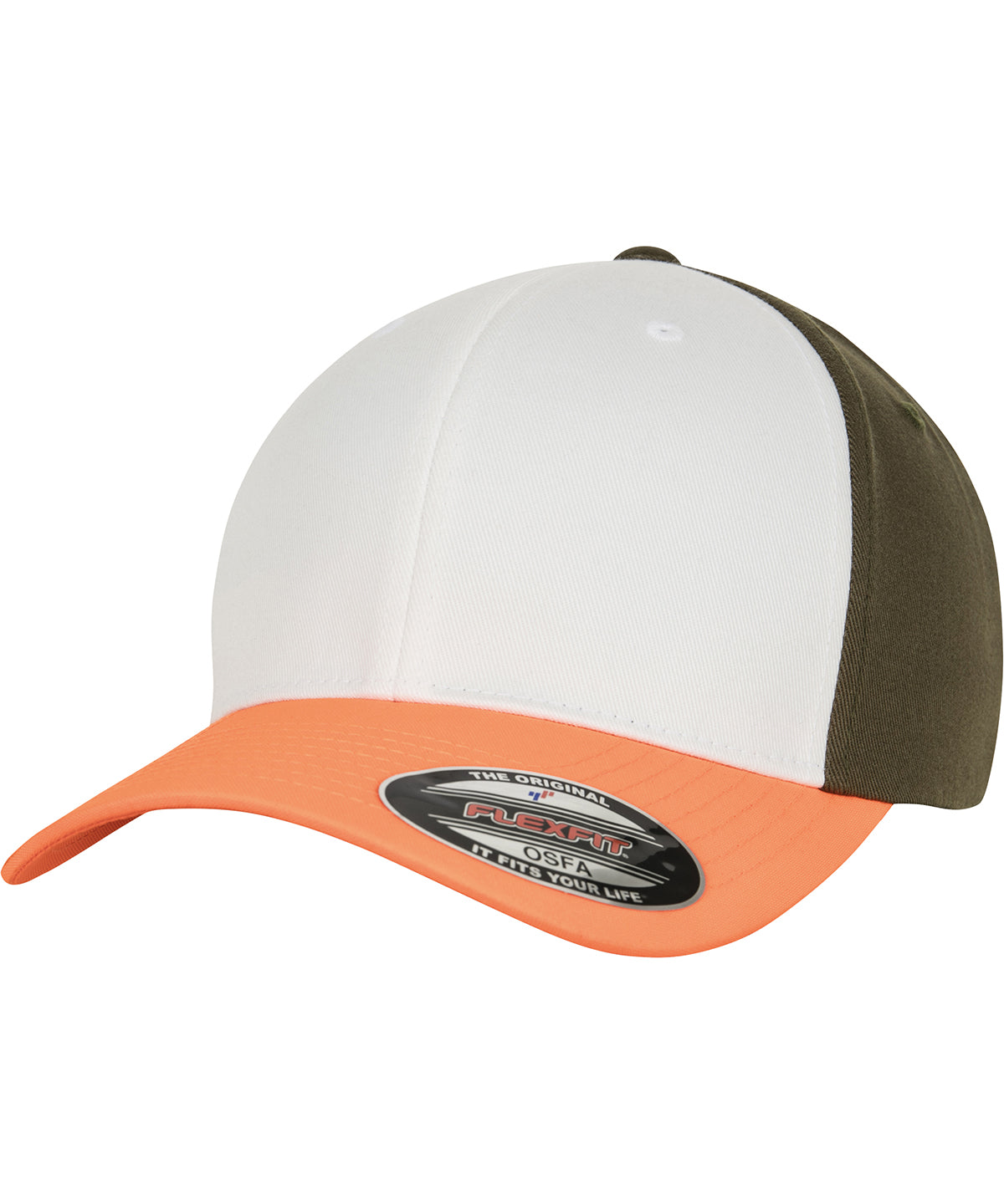 Flexfit / Yupoong 3-tone Flexfit (6277TT) Neon Orange/White/Olive