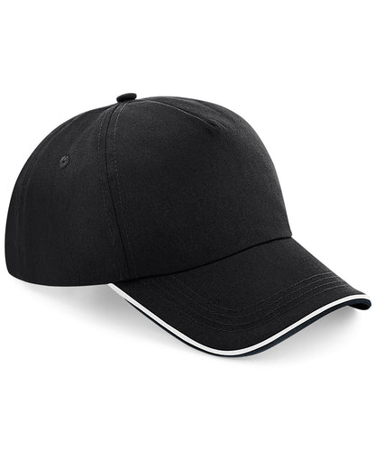 Beechfield Authentic 5-panel cap - piped peak Black/White