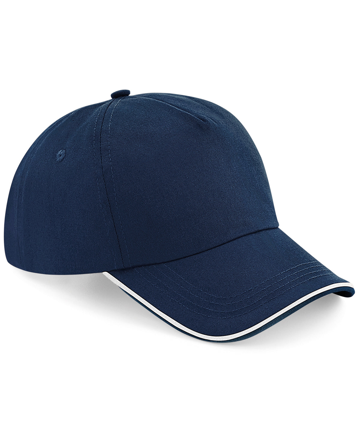 Beechfield Authentic 5-panel cap - piped peak French Navy/White