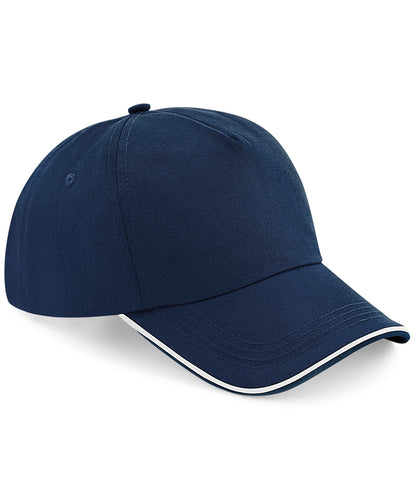 Beechfield Authentic 5-panel cap - piped peak French Navy/White