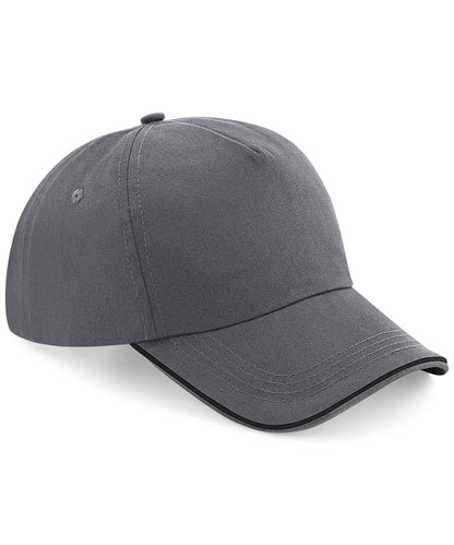 Beechfield Authentic 5-panel cap - piped peak Graphite Grey/Black