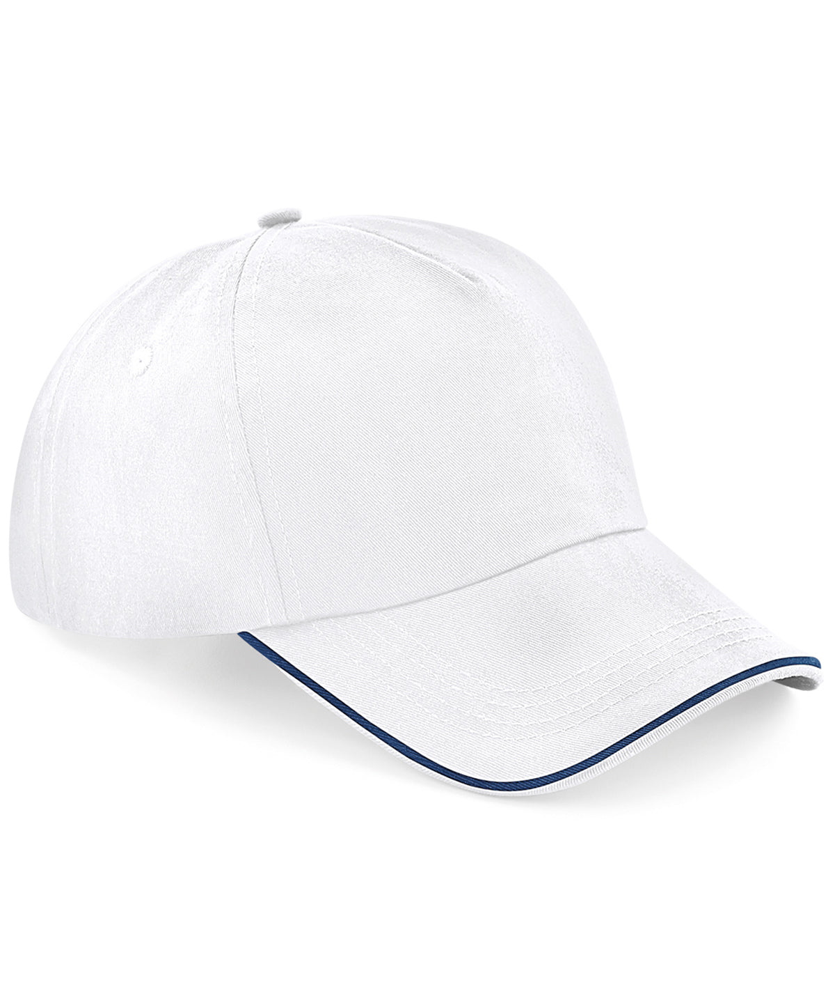 Beechfield Authentic 5-panel cap - piped peak White/French Navy