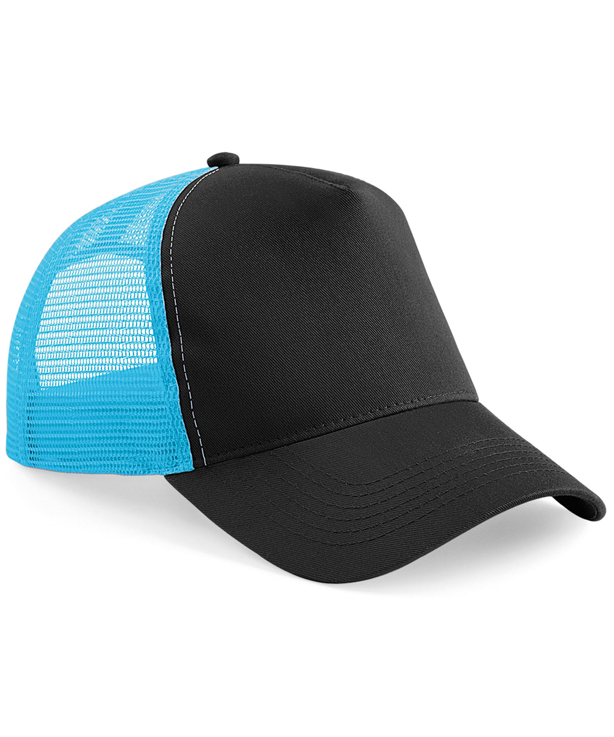 Beechfield Snapback trucker Black/Surf Blue