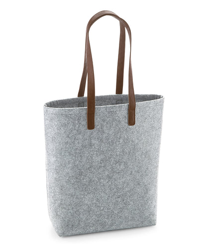 BagBase Premium felt tote Grey Melange/Tan
