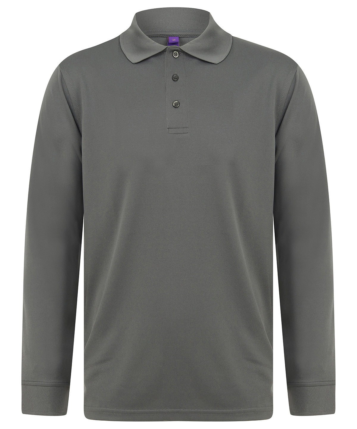 Henbury Long sleeve Coolplus® polo shirt Charcoal Grey