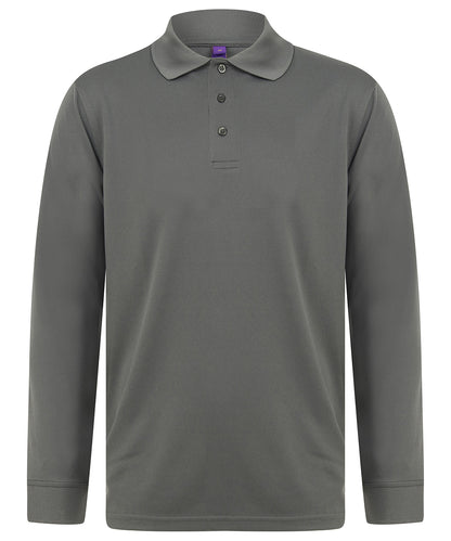 Henbury Long sleeve Coolplus® polo shirt Charcoal Grey