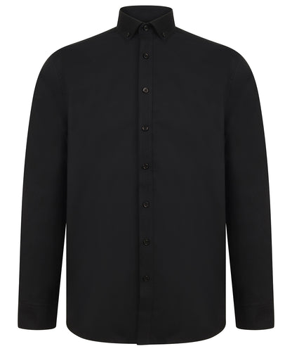 Henbury Modern long sleeve Oxford shirt Black