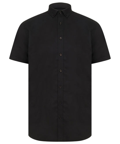 Henbury Modern short sleeve Oxford shirt Black