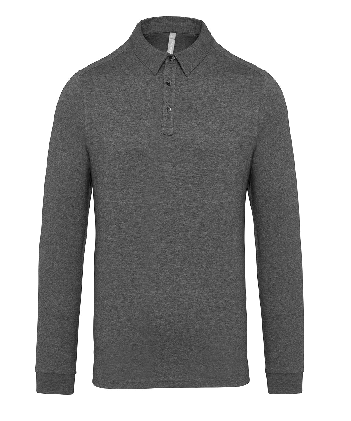 Kariban Jersey knit long sleeve polo shirt Grey Heather