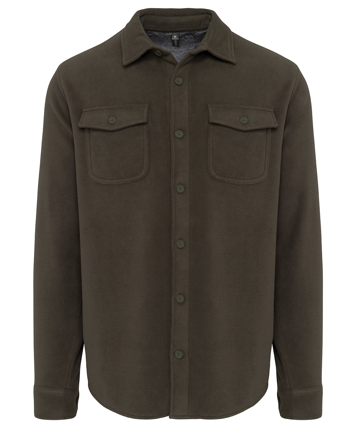 Kariban Sherpa-lined fleece overshirt Dark Khaki/Storm Grey