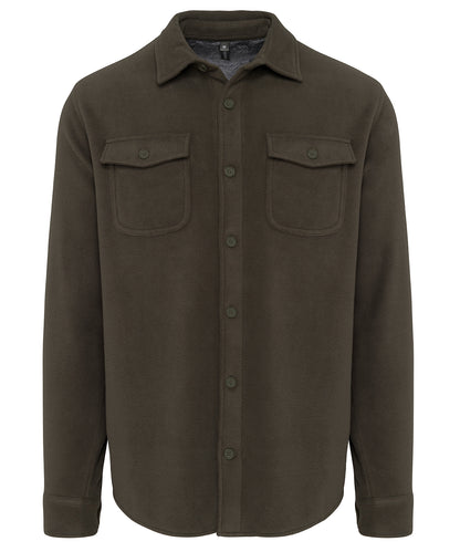 Kariban Sherpa-lined fleece overshirt Dark Khaki/Storm Grey