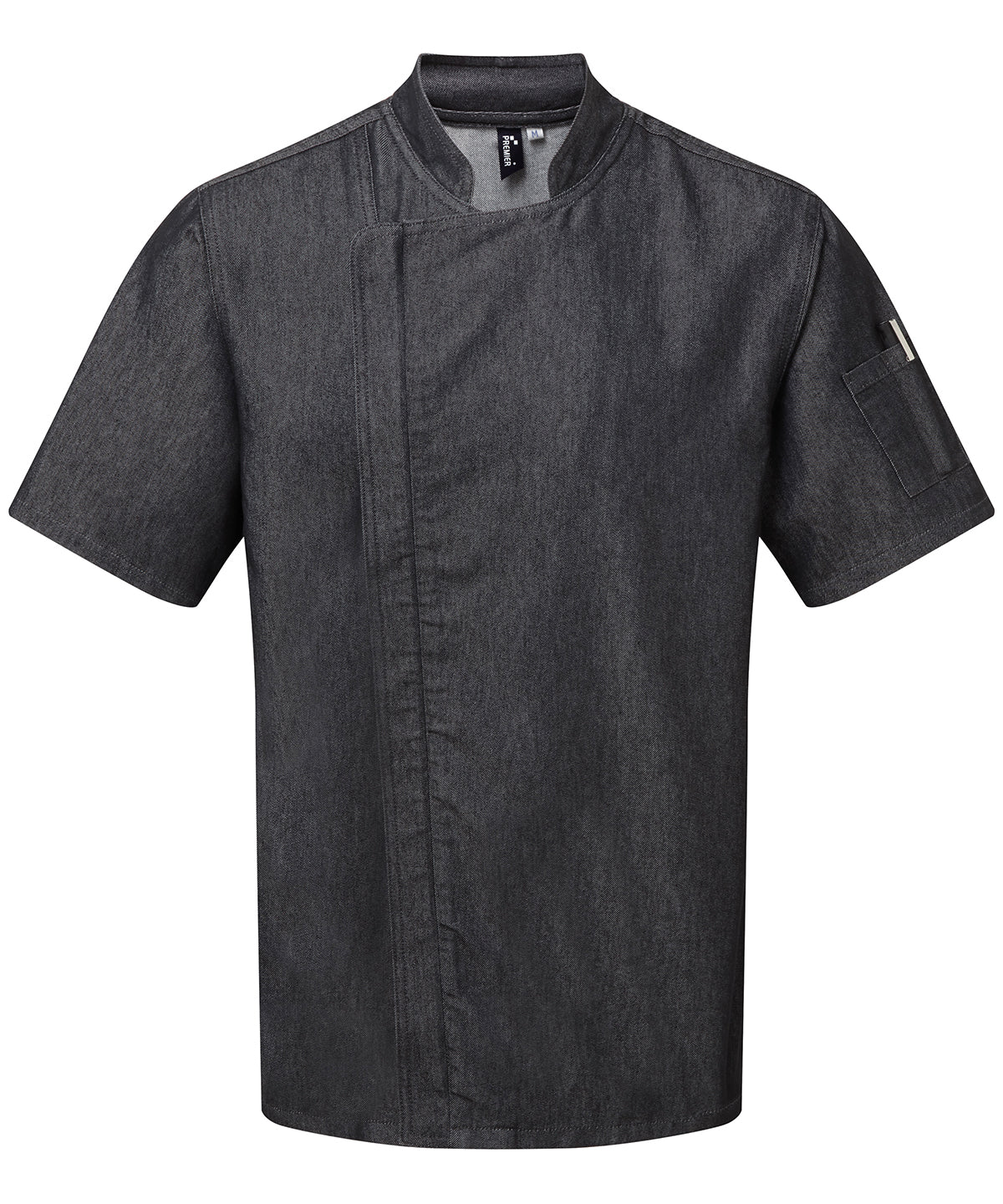 Premier Chef's zip-close short sleeve jacket Black Denim