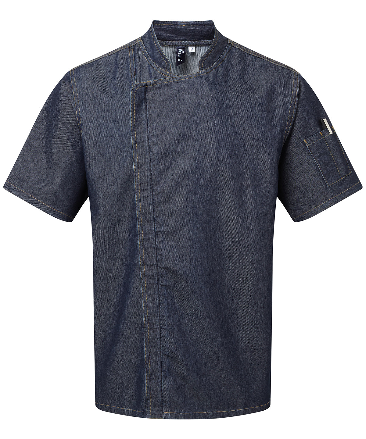 Premier Chef's zip-close short sleeve jacket Indigo Denim