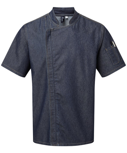 Premier Chef's zip-close short sleeve jacket Indigo Denim