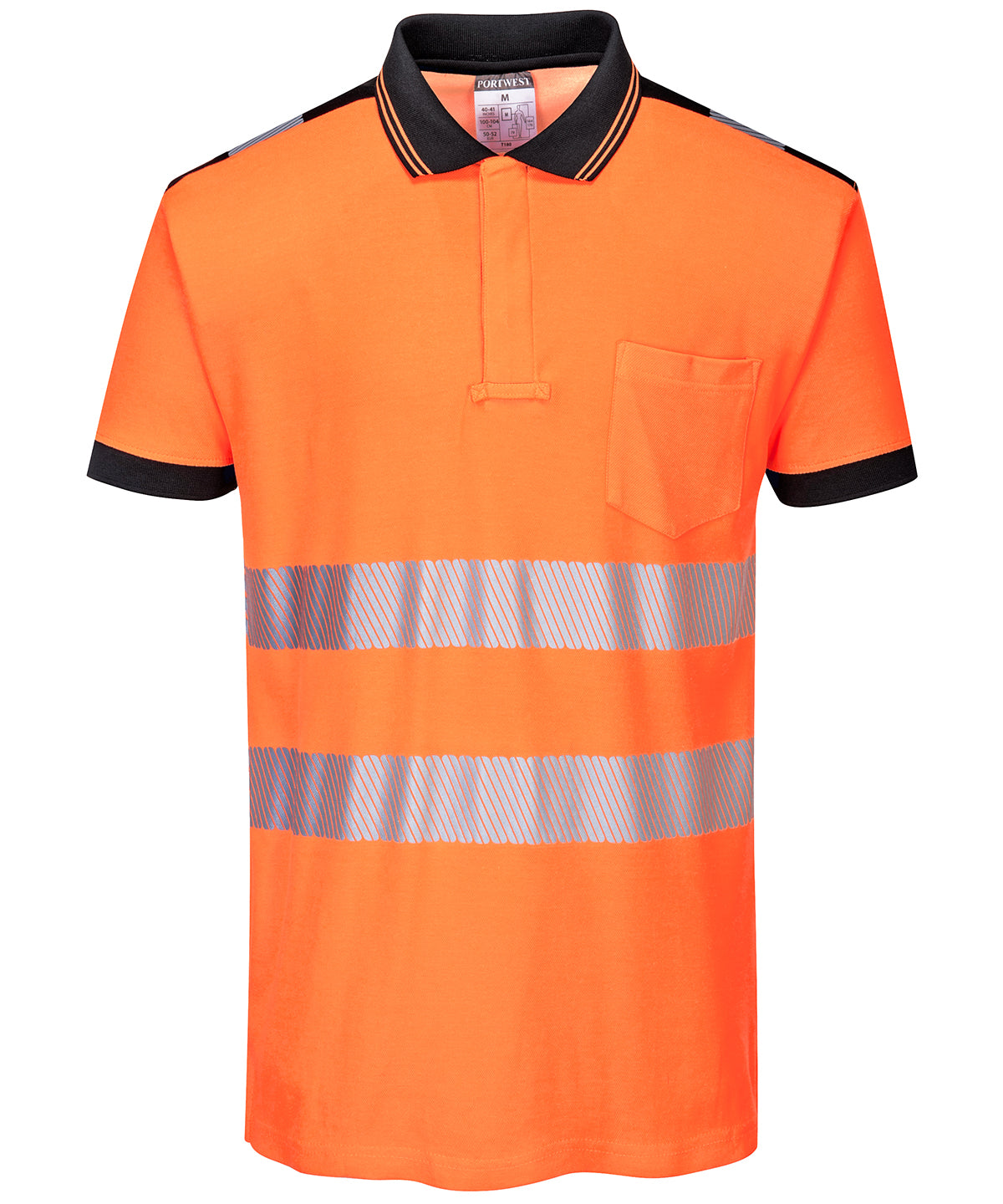 Portwest PW3 Hi-vis polo shirt (T180) Orange/Black