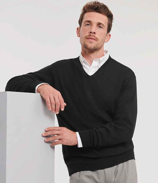 Russell Athletic Collection Cotton Acrylic V Neck Sweater