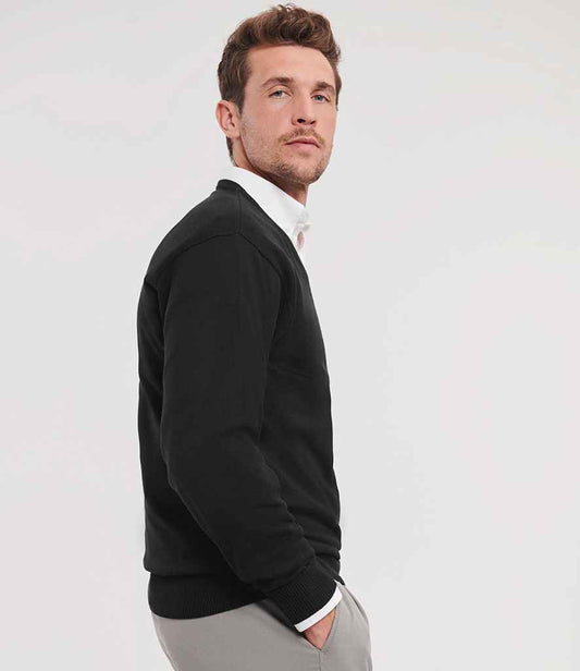 Russell Athletic Collection Cotton Acrylic V Neck Sweater - model image