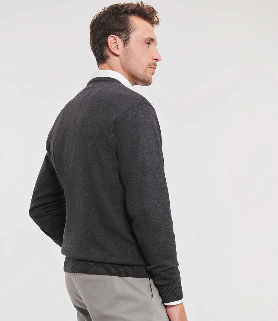 Russell Athletic Collection Cotton Acrylic V Neck Sweater - model image