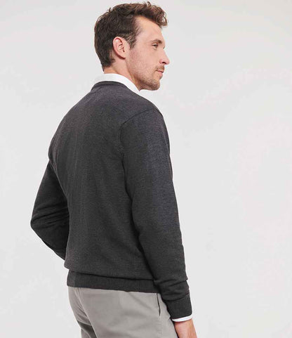 Russell Athletic Collection Cotton Acrylic V Neck Sweater - model image