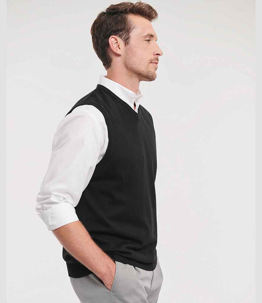 Russell Athletic Collection Sleeveless Cotton Acrylic V Neck Sweater