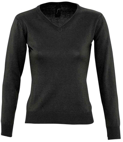 SOL'S Ladies Galaxy Cotton Acrylic V Neck Sweater in Black
