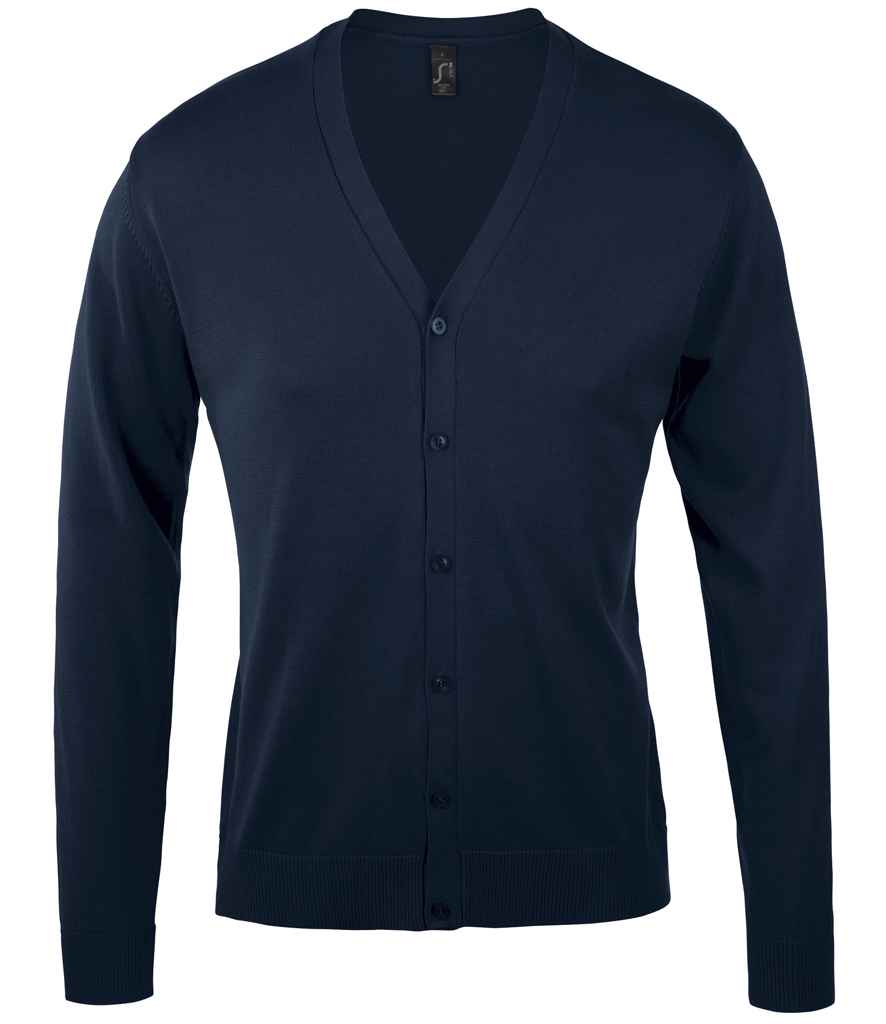 SOL'S Golden Cotton Acrylic V Neck Cardigan in Navy