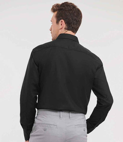 Russell Russell Athletic Collection Long Sleeve Tailored Oxford Shirt Black