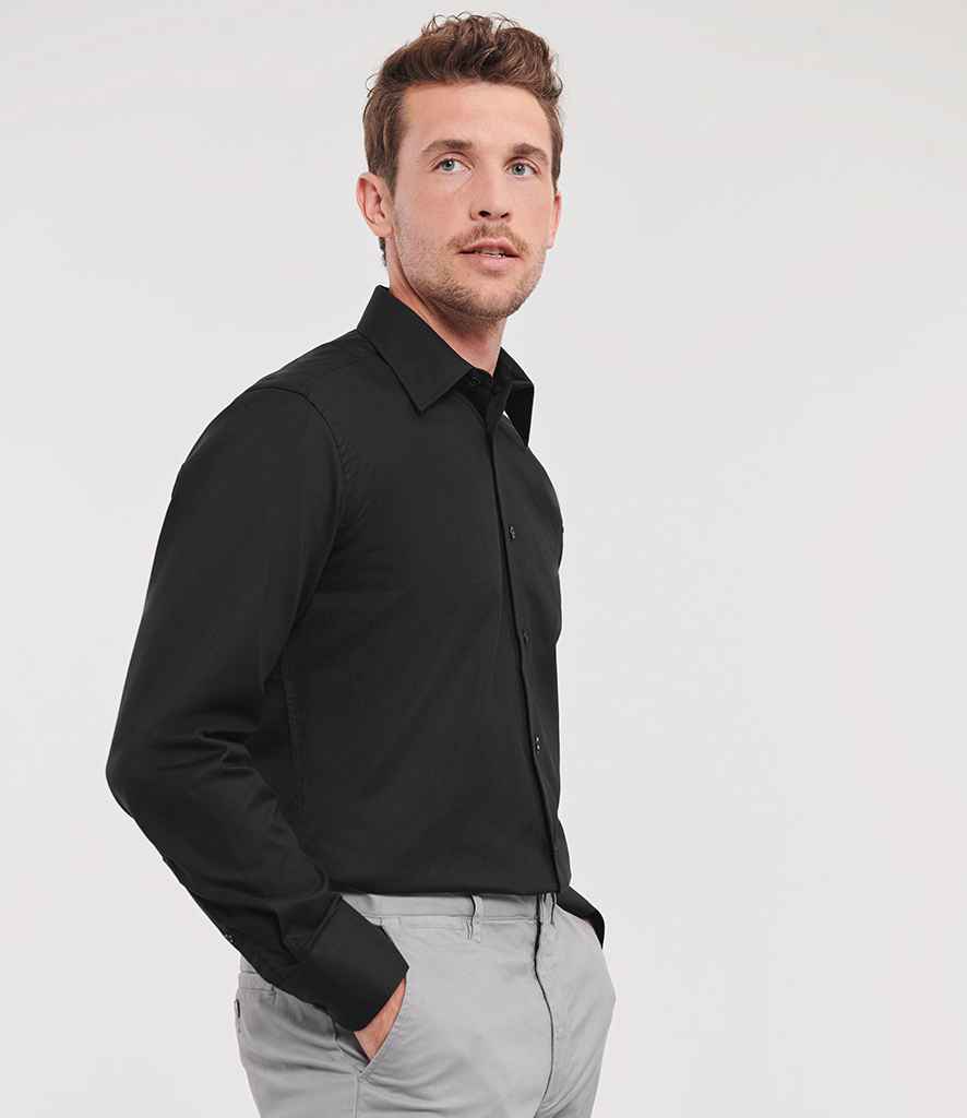 Russell Russell Athletic Collection Long Sleeve Tailored Oxford Shirt Black