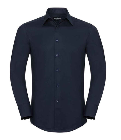 Russell Russell Athletic Collection Long Sleeve Tailored Oxford Shirt Bright Navy