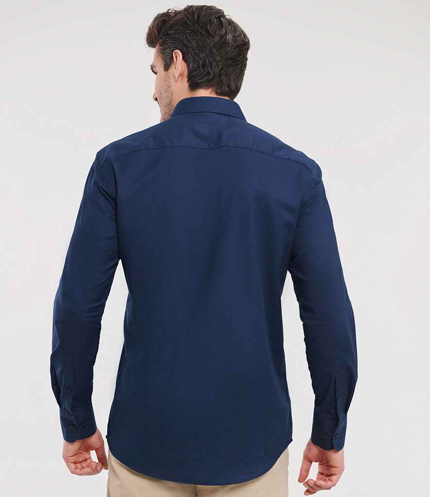 Russell Russell Athletic Collection Long Sleeve Tailored Oxford Shirt Bright Navy