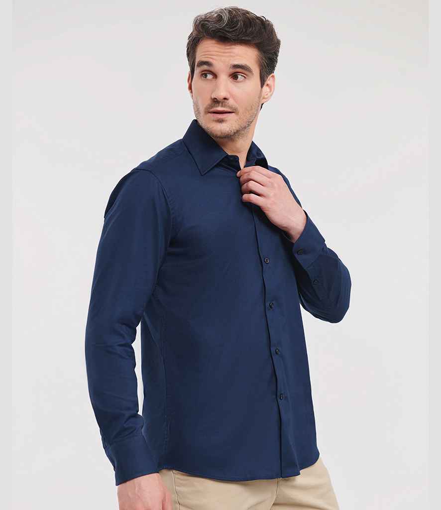 Russell Russell Athletic Collection Long Sleeve Tailored Oxford Shirt Bright Navy