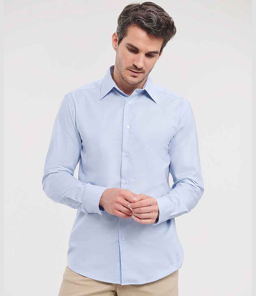 Russell Russell Athletic Collection Long Sleeve Tailored Oxford Shirt Oxford Blue