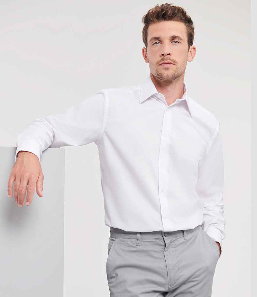 Russell Russell Athletic Collection Long Sleeve Tailored Oxford Shirt White