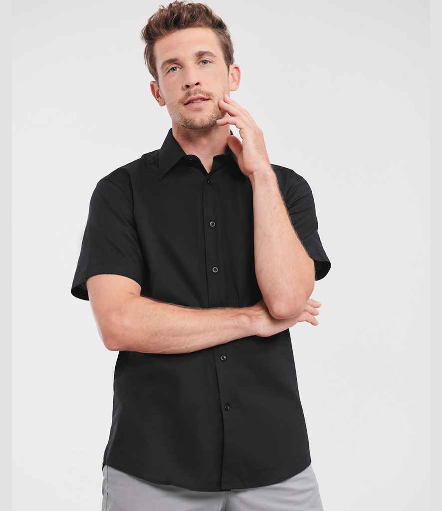Russell Russell Athletic Collection Short Sleeve Tailored Oxford Shirt Black
