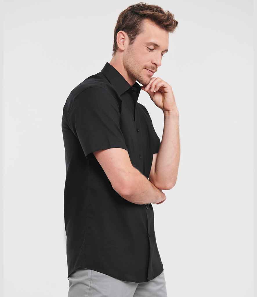 Russell Russell Athletic Collection Short Sleeve Tailored Oxford Shirt Black