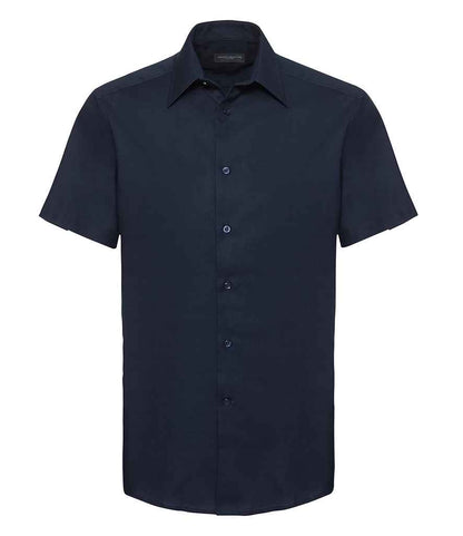 Russell Russell Athletic Collection Short Sleeve Tailored Oxford Shirt Bright Navy