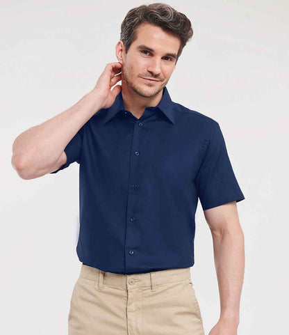 Russell Russell Athletic Collection Short Sleeve Tailored Oxford Shirt Bright Navy