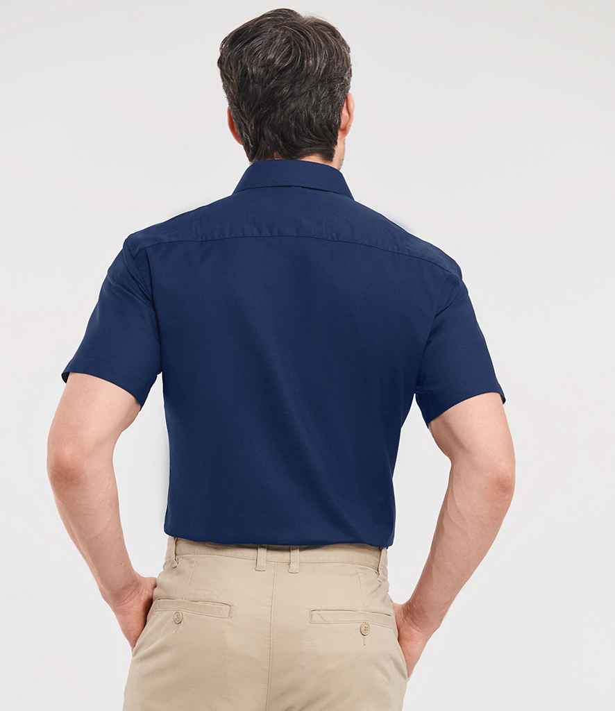 Russell Russell Athletic Collection Short Sleeve Tailored Oxford Shirt Bright Navy