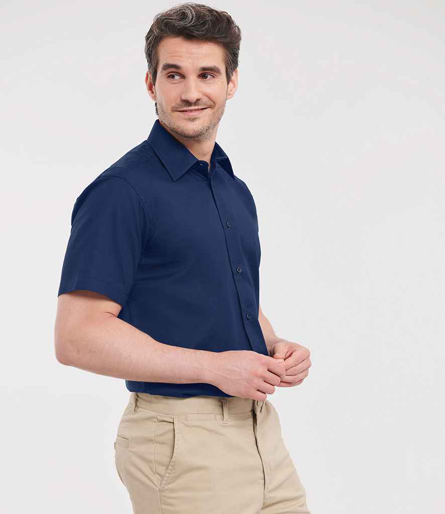 Russell Russell Athletic Collection Short Sleeve Tailored Oxford Shirt Bright Navy