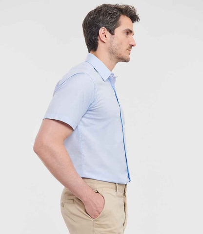 Russell Russell Athletic Collection Short Sleeve Tailored Oxford Shirt Oxford Blue