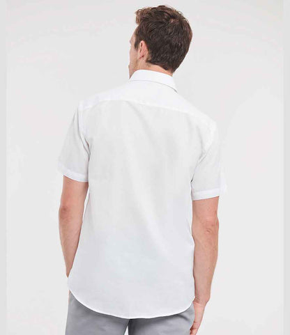 Russell Russell Athletic Collection Short Sleeve Tailored Oxford Shirt White