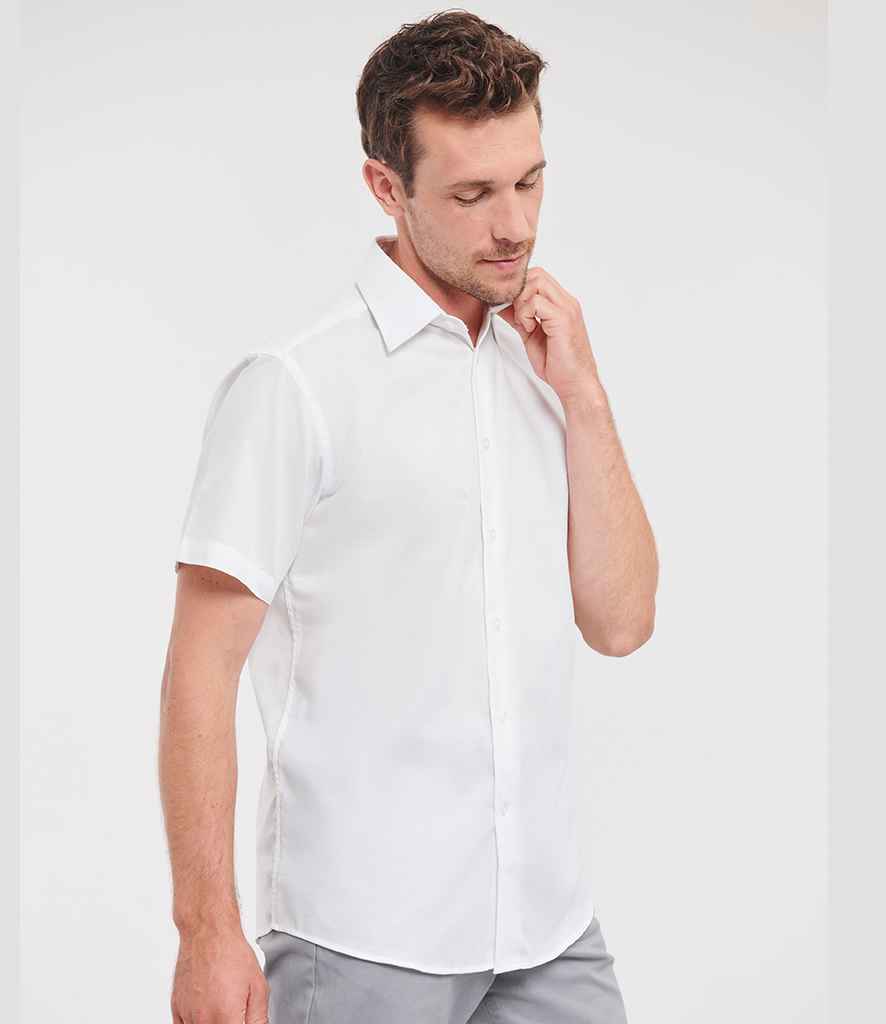 Russell Russell Athletic Collection Short Sleeve Tailored Oxford Shirt White