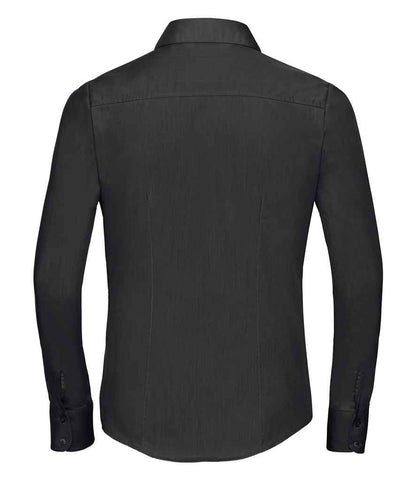 Russell Russell Athletic Collection Ladies Long Sleeve Fitted Poplin Shirt Black