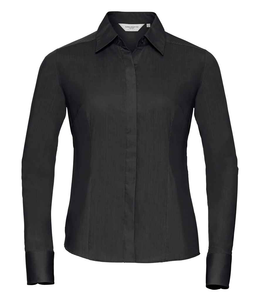 Russell Athletic Collection Ladies Long Sleeve Fitted Poplin Shirt
