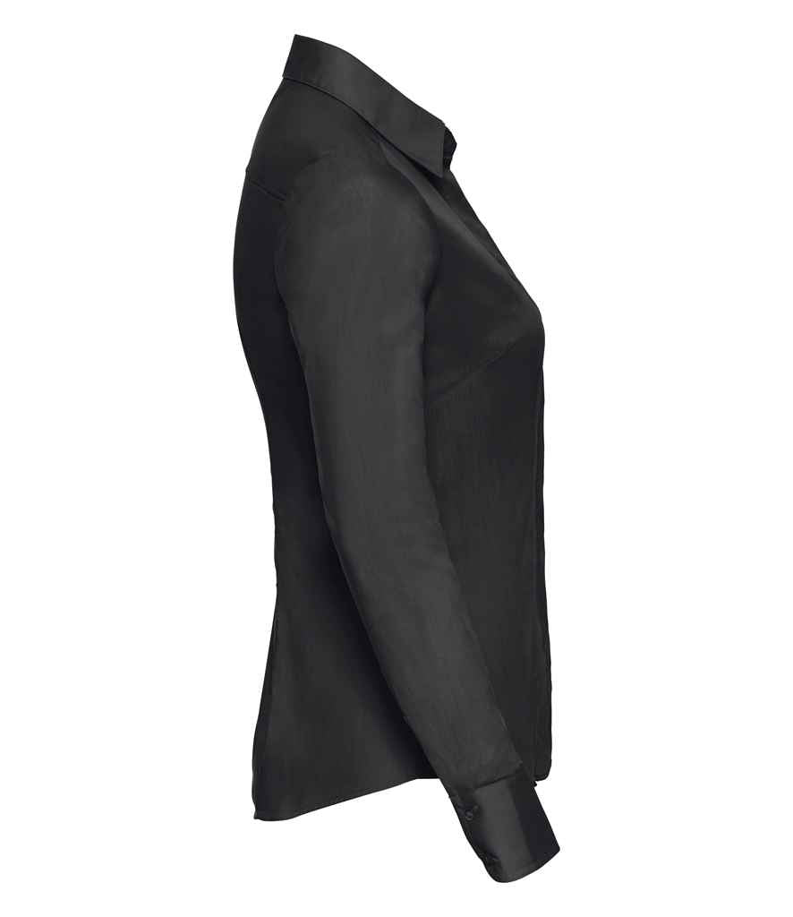 Russell Russell Athletic Collection Ladies Long Sleeve Fitted Poplin Shirt Black