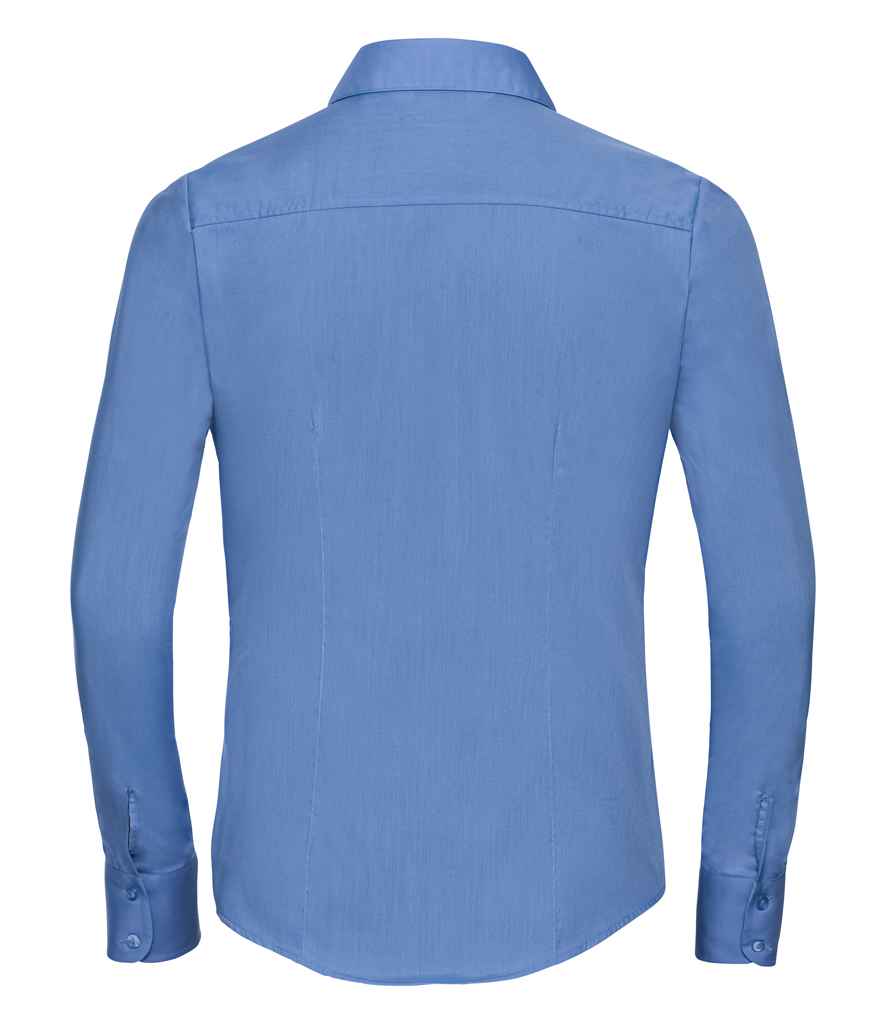 Russell Russell Athletic Collection Ladies Long Sleeve Fitted Poplin Shirt Corporate Blue
