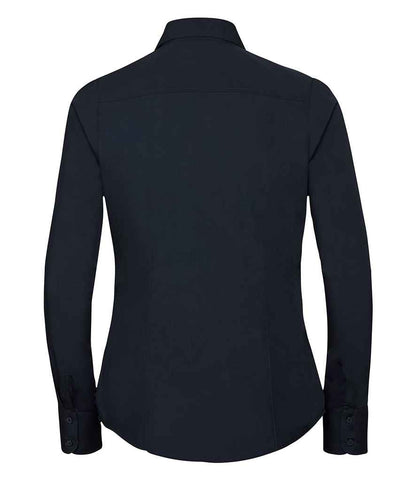 Russell Russell Athletic Collection Ladies Long Sleeve Fitted Poplin Shirt French Navy
